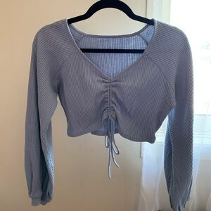 Baby blue long sleeve crop top